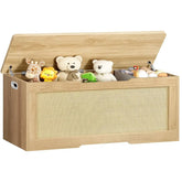 eprolo large storage chest with fabric drawer, toy box featuring safety hinges and spacious interior for organization and storage