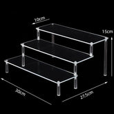 Black 1-5 tier acrylic display stand for cupcakes, clear riser rack from eprolo with multiple levels for showcasing desserts.