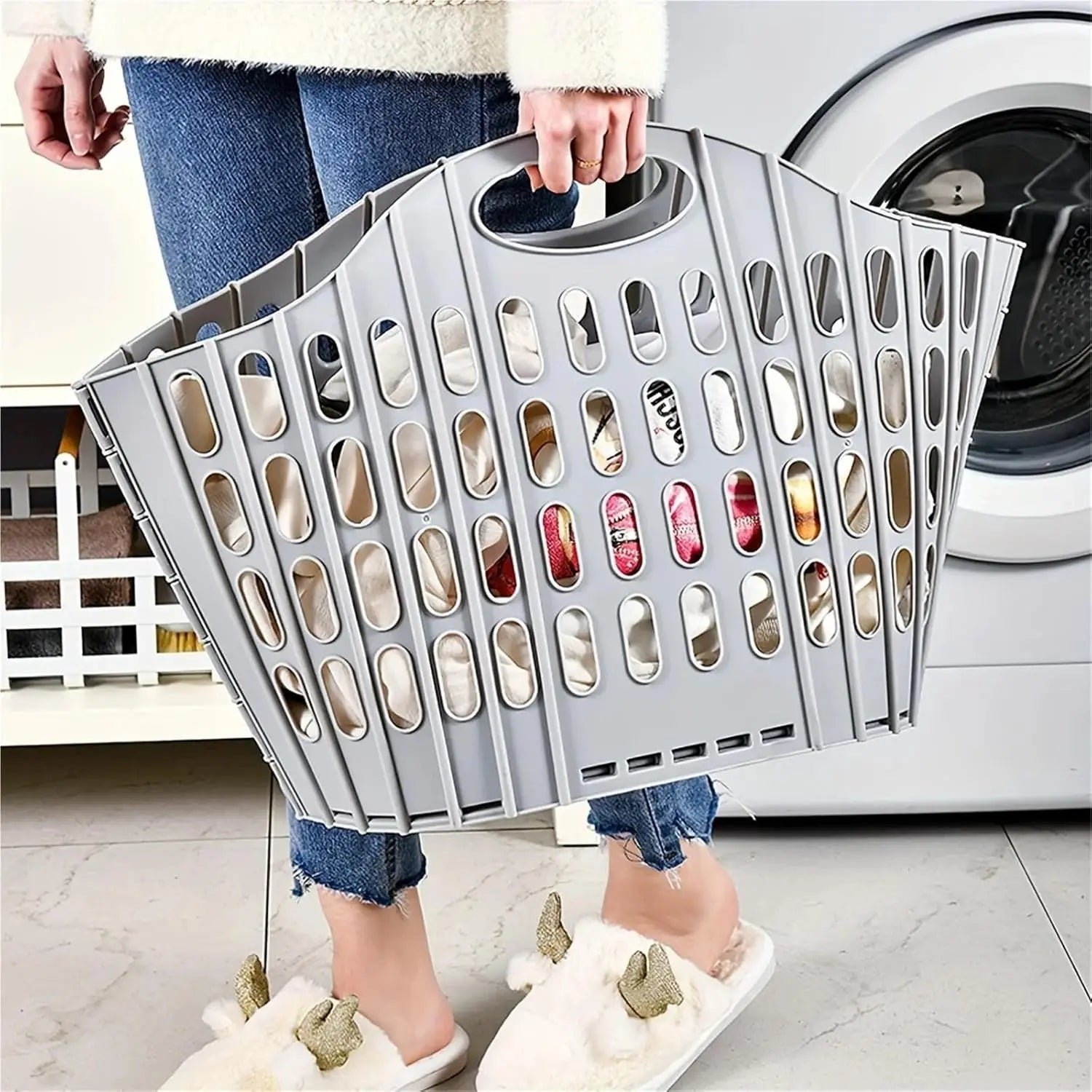 Modern Foldable Laundry Basket, Multifunctional Portable Storage Basket