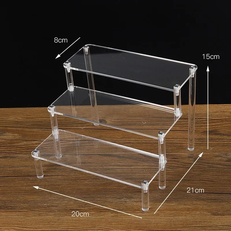 Black 1-5 Tier Acrylic Display Stand Clear Display Riser Rack for Cupcake