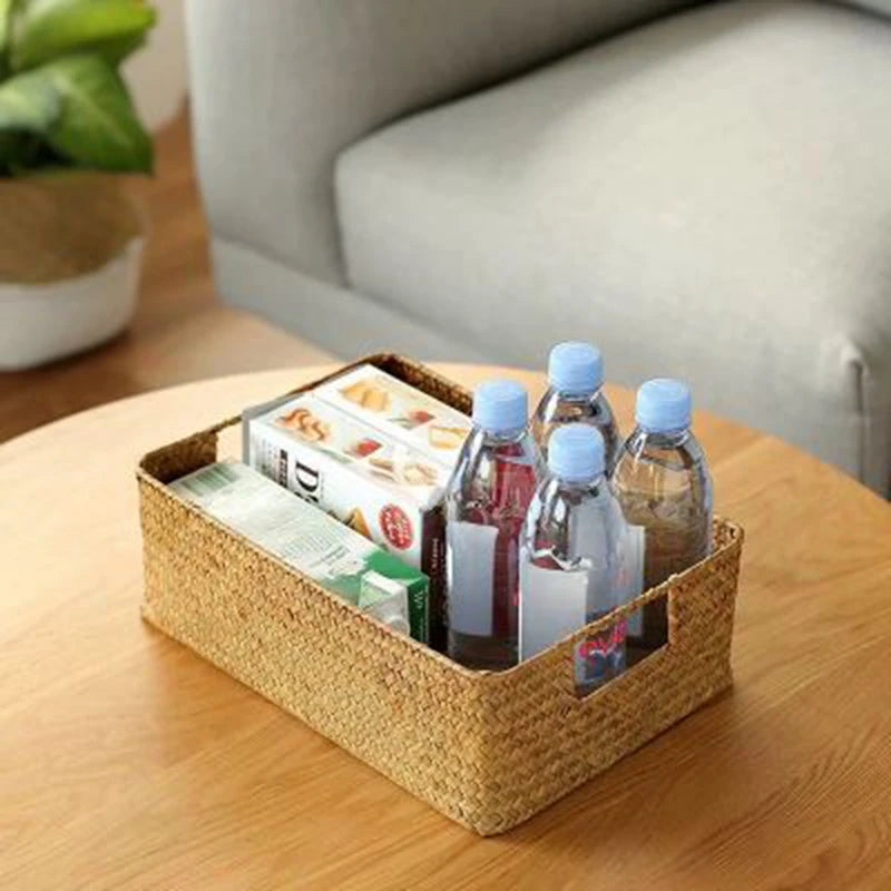 Woven Seagrass Basket for Home Decor, Natural Wicker Basket, Storage Basket