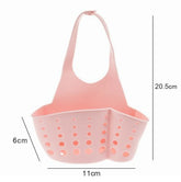 Eprolo home storage drain basket for kitchen sink, adjustable soap and sponge holder with drainage slots for organization.
