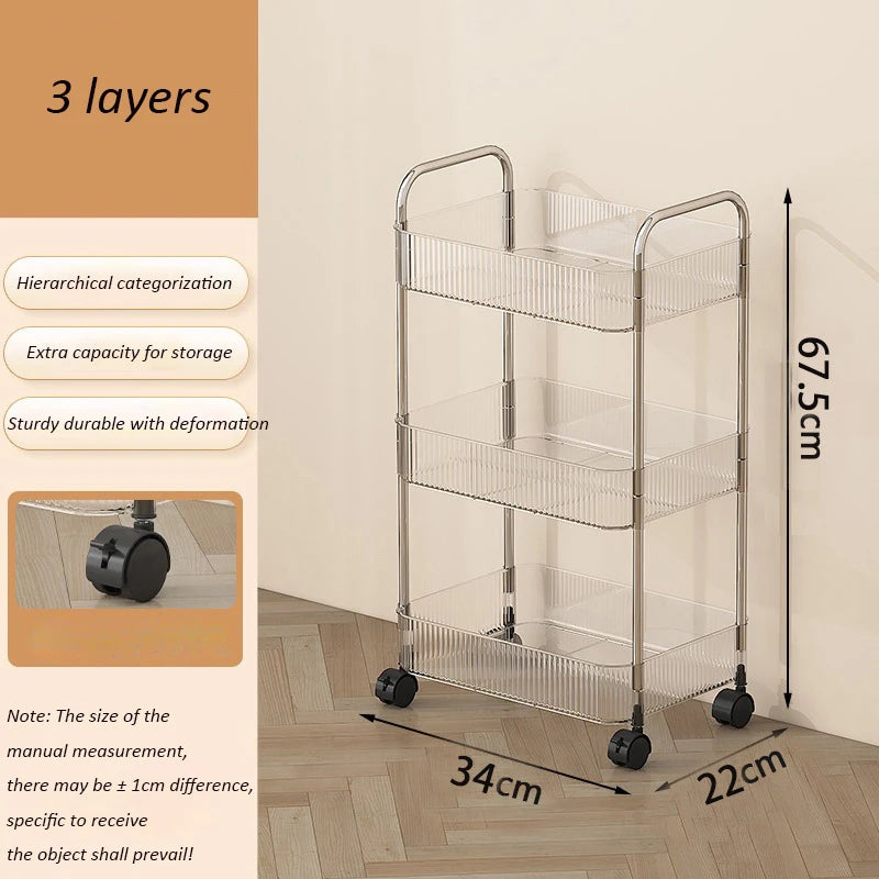 UNTIOR Transparent acrylic trolley cosmetics bedroom living room shelf