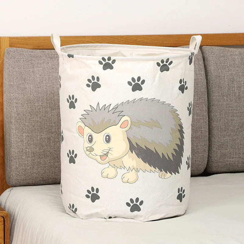 Animal Laundry Toys Organizer Basket Large Cartoon Canvas Barrel