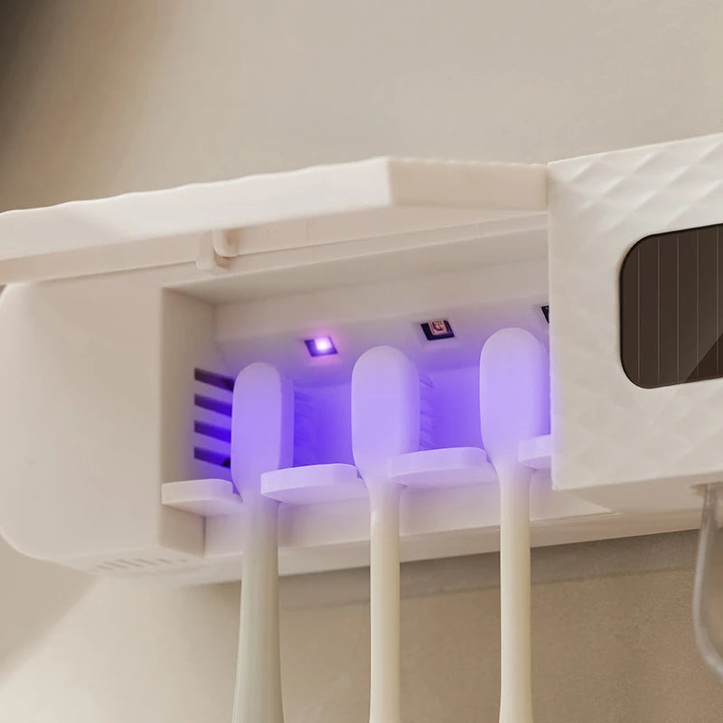 smart toothbrush rack wall mounted 3-slot toothbrush intelligent drying rack
