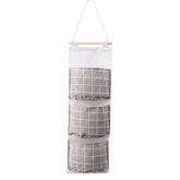 Eprolo dormitory wall hanging storage bag with three pockets for organizing personal items and space-saving home storage.