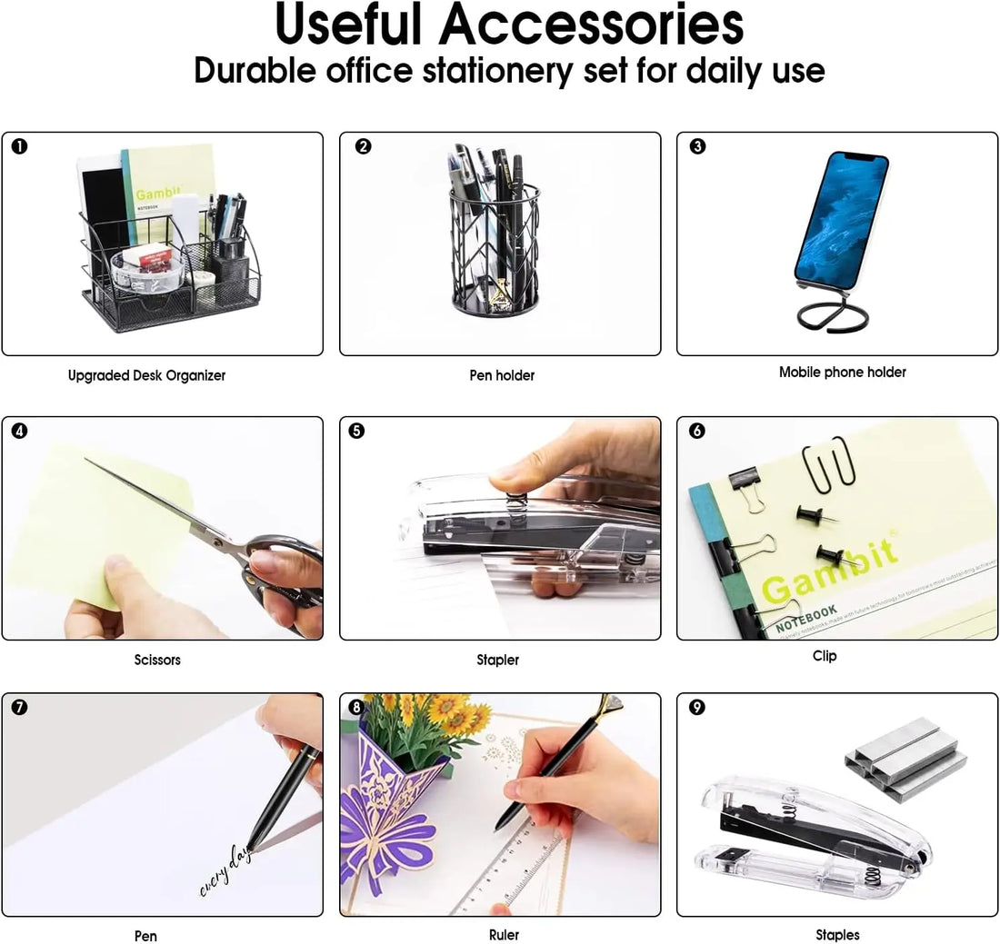 Desk Organizers Accessories Office Supplies Set Stapler, Pen Holder