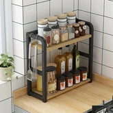 Rustproof metal countertop shelf by eprolo, space-saving kitchen organizer with multiple tiers for storing kitchen essentials.