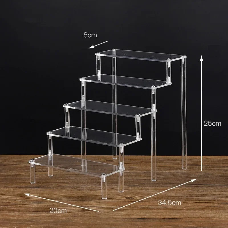 Black 1-5 Tier Acrylic Display Stand Clear Display Riser Rack for Cupcake