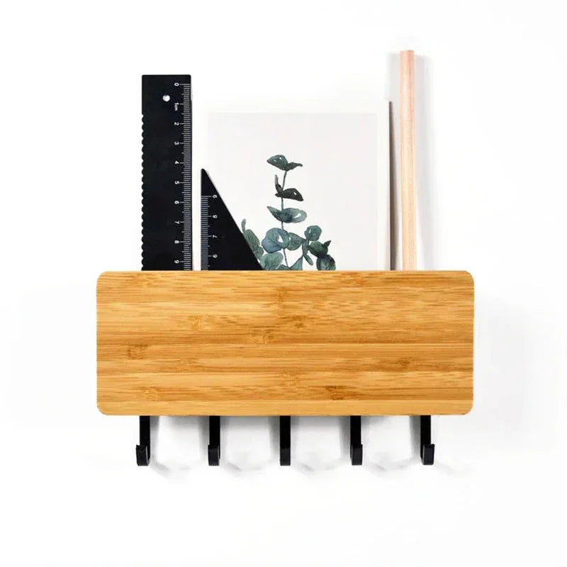 Wall Hanging Bamboo Key Hanger Holder Wall Organizer Rectangle Key Rack