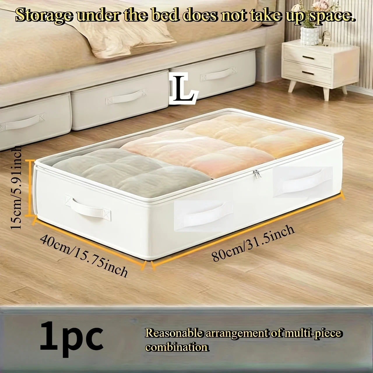 3pcs White Bed Under Storage Boxes | Foldable, Multipurpose for Blankets