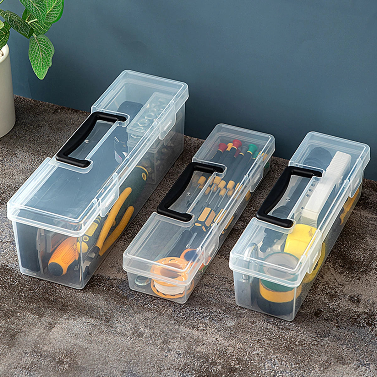 Transparent Tool Storage Box With Handle Portable Tool Case