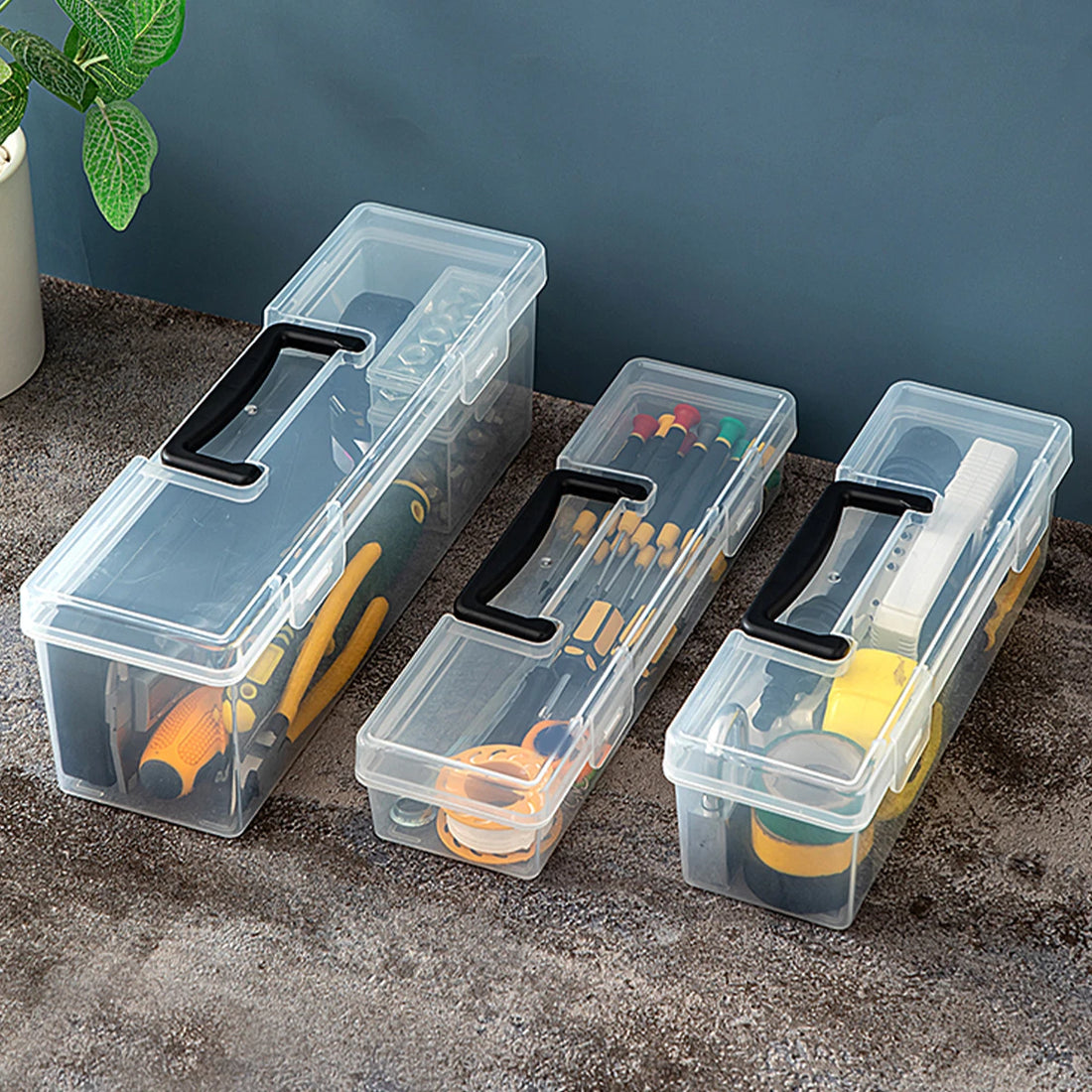 Transparent Tool Storage Box With Handle Portable Tool Case