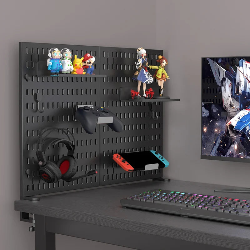 Pegboard combination desktop storage kit, vertical and clip-type pegboard