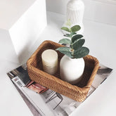 Hand-woven rattan wicker basket for fruits, tea, snacks, and bread by eprolo, showcasing its natural woven texture and versatile use.
