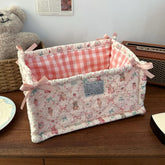 Square flower desktop storage basket by eprolo, eco-friendly organizer for holding stationery and small items.