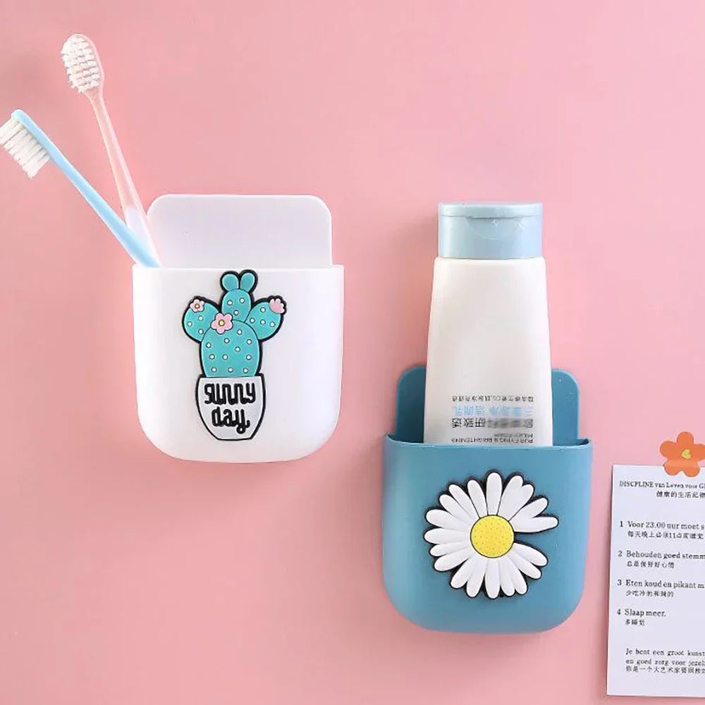 Cute Storage Rack Desk Organizer Pen Holder Self Adhesive Stationery Holder