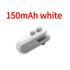 White 150mAh portable power bank with USB-C port and dual buttons for easy home charging