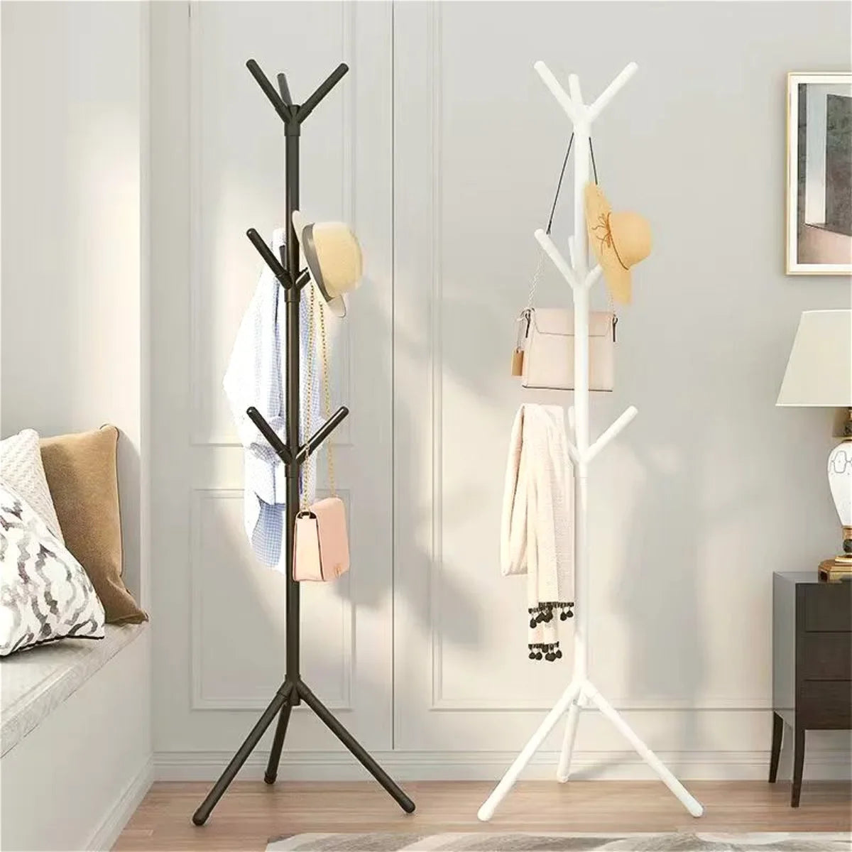 Vertical Bedroom Clothes And Hats Rack - Floor to Floor Coat Hook Tree