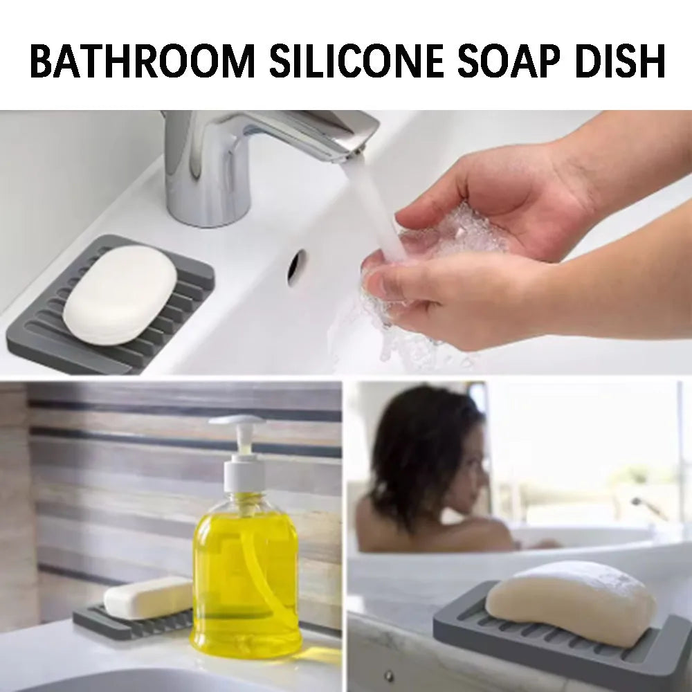 1PCS Free Punch Soap Box Silicone Draining Soap Holder
