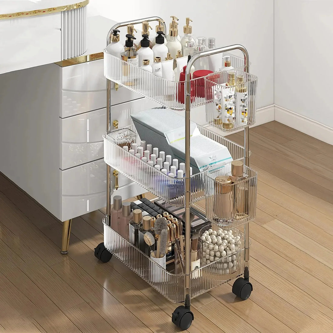 UNTIOR Transparent acrylic trolley cosmetics bedroom living room shelf
