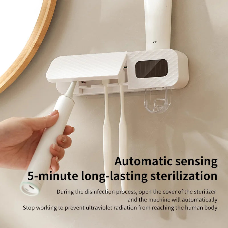 smart toothbrush rack wall mounted 3-slot toothbrush intelligent drying rack