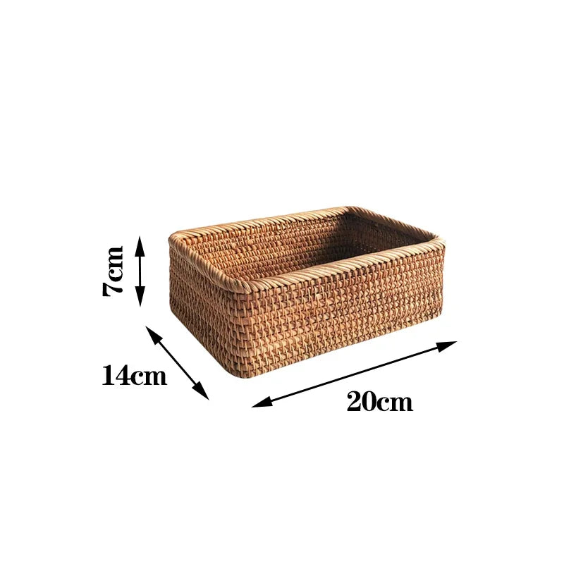 Hand-woven Rattan Wicker Basket Fruit Tea Snack Bread Basket