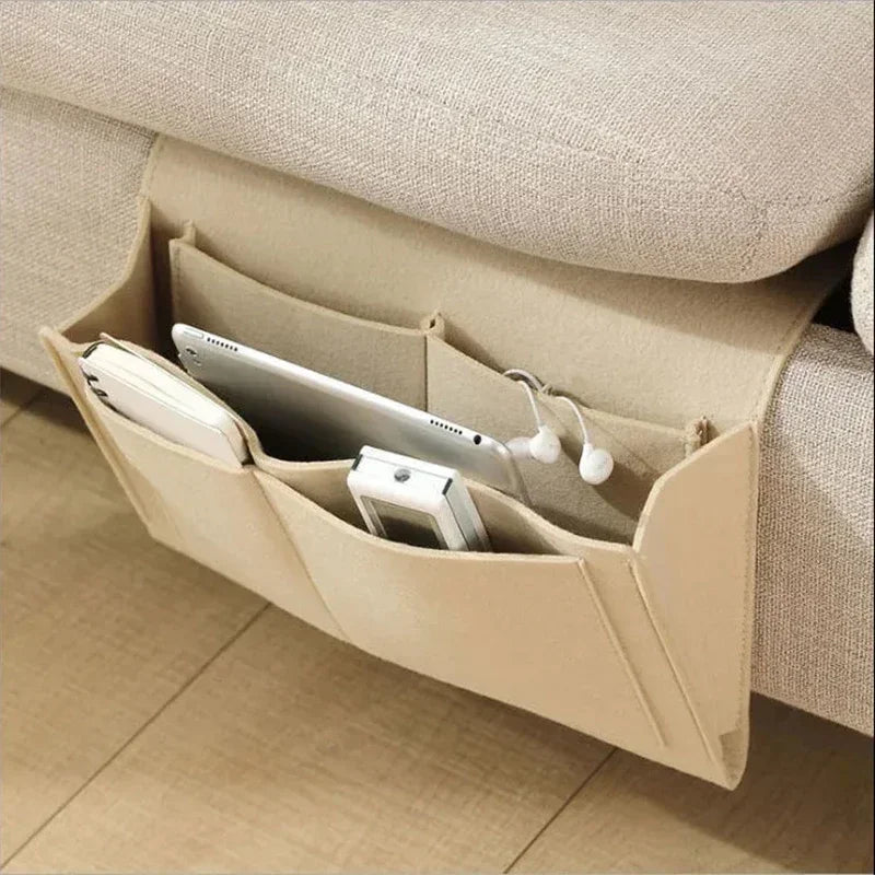 Felt Bedside Storage Bag Pouch Bed Desk Bag Sofa Hanging Organizer