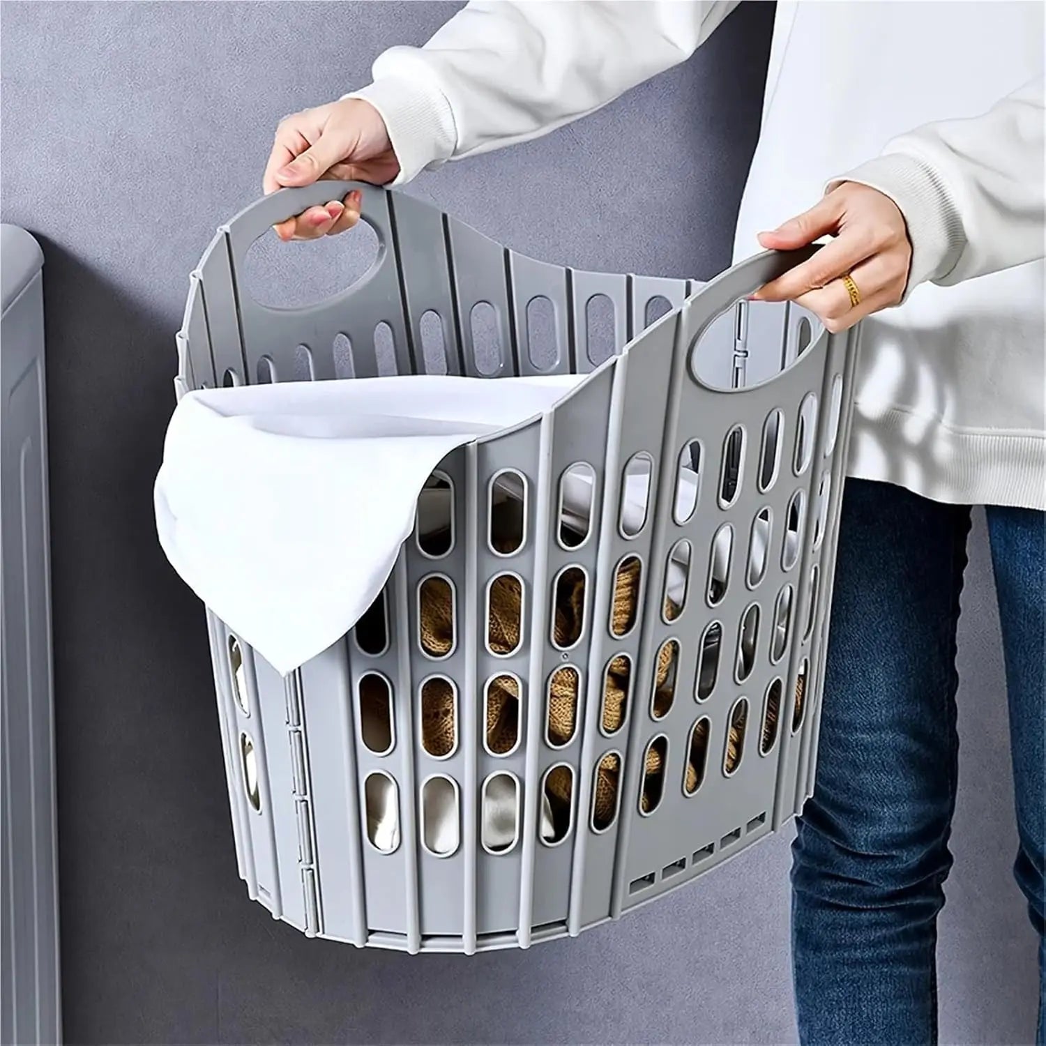 Modern Foldable Laundry Basket, Multifunctional Portable Storage Basket