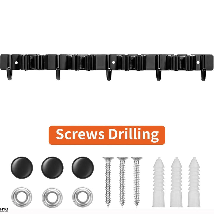 1 Heavy-Duty Metal Tool Rack with 4 Slots and 5 Hooks - Tool Rack