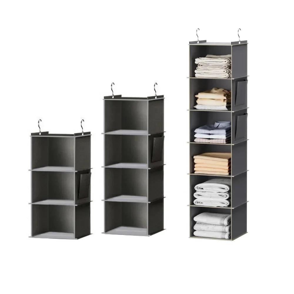 Hanging Closet Organizer, 6-Shelf Wardrobe Storage Bag with Hooks