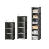 Eprolo hanging closet organizer with six shelves and hooks, fabric wardrobe storage bag for easy clothing organization