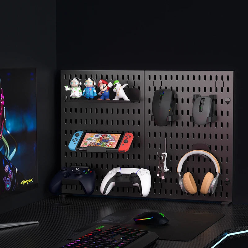 Home & Office Desktop Pegboard: Height-Adjustable Standing Storage Rack