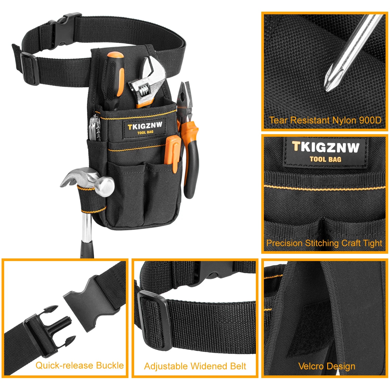 TKIGZNW Pocket Tool Pouch，6-Pouches and 9 Screwdriver Loops Construction