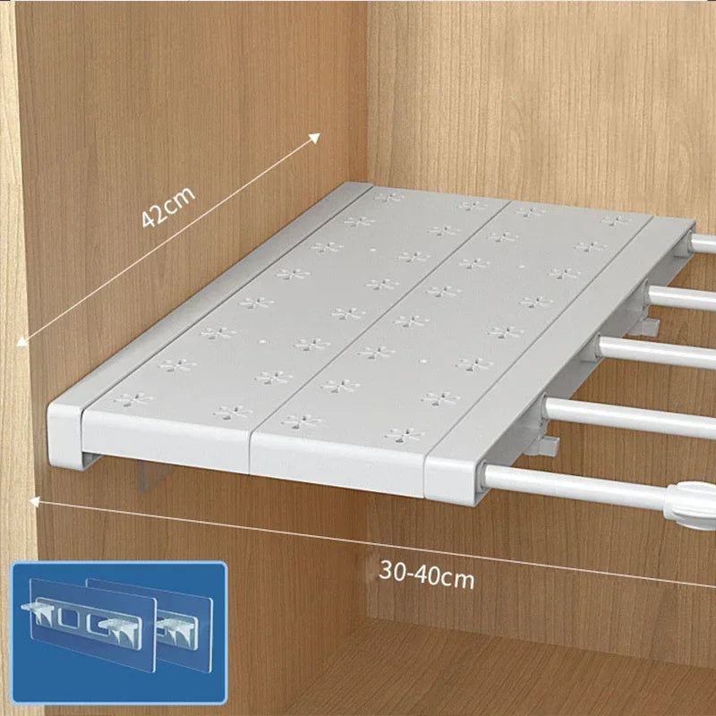 White Expandable Divider Punch-free Retractable Layers Wardrobe Storage