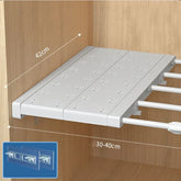 White expandable wardrobe divider with retractable layers, punch-free installation, from eprolo, designed for organized closet storage.