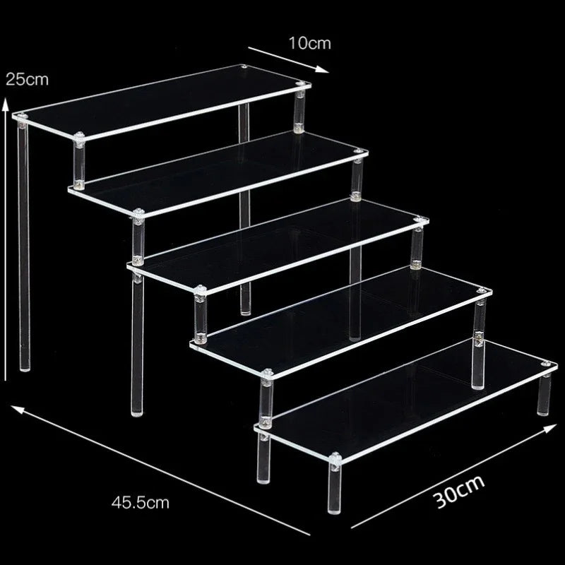 Black 1-5 Tier Acrylic Display Stand Clear Display Riser Rack for Cupcake