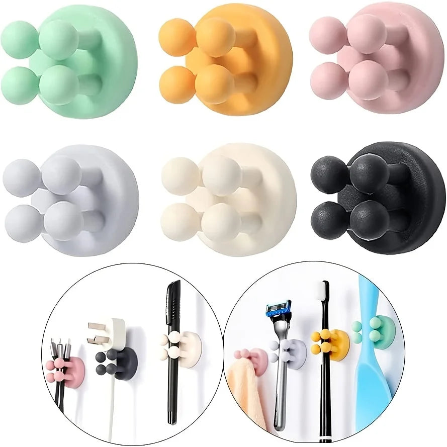 3pcs Adhesive Silicone Toothbrush Holders Wall Mounted Hanging Organization