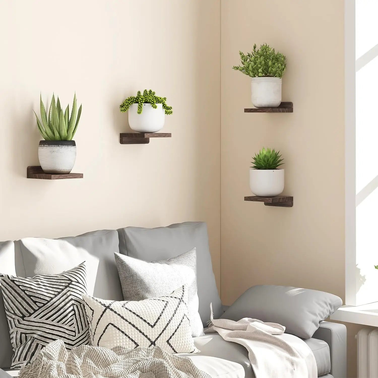 4-Pack Small Floating Shelves for Wall, Wood Shelf 5 Inch Display