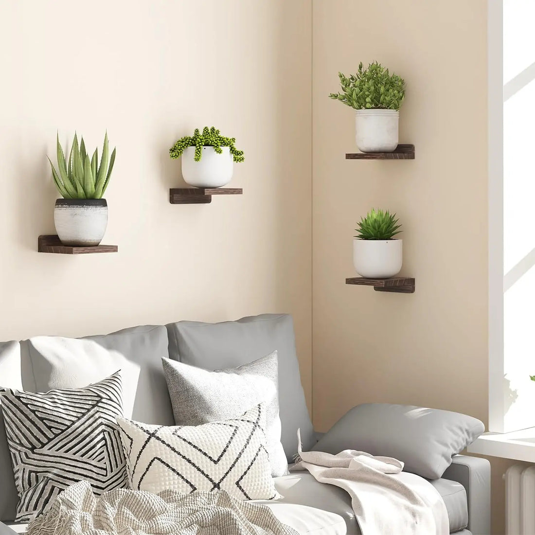 4-Pack Small Floating Shelves for Wall, Wood Shelf 5 Inch Display