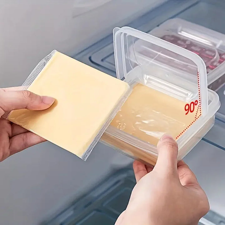 2pcs Butter Cheese Storage Box Transparent Cheese Box Refrigerator Storage Box