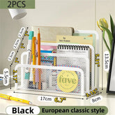 Black metal paper tray and notebook stand rack with 3 layers, iron mesh holder for desk organization by eprolo