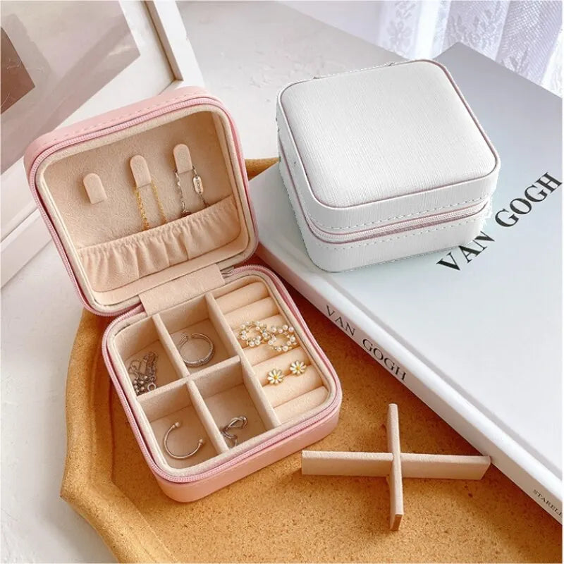 Double Storage Box Ring Earrings Organization Small Zipper Bag