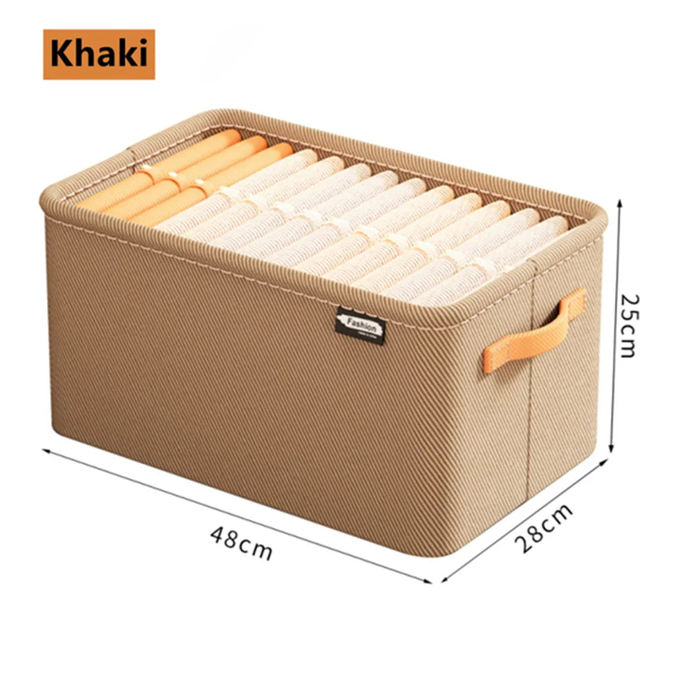 Eprolo collapsible clothing organizer in a bedroom wardrobe, featuring multiple compartments for clothes storage and organization.