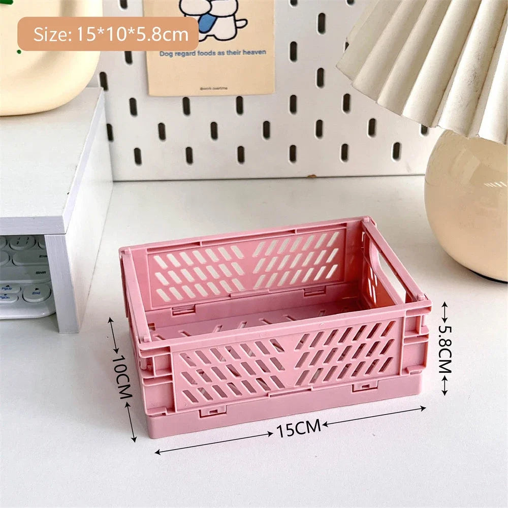 Foldable Storage Box with Handles Collapsible Crate Organization