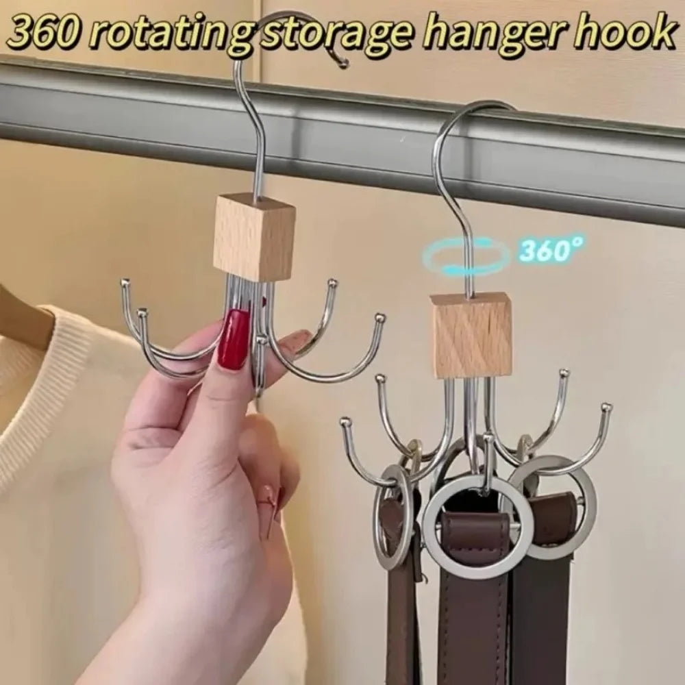 360°Rotating Belt Hanger Hook Durable Belts Rack Organizer Hanger