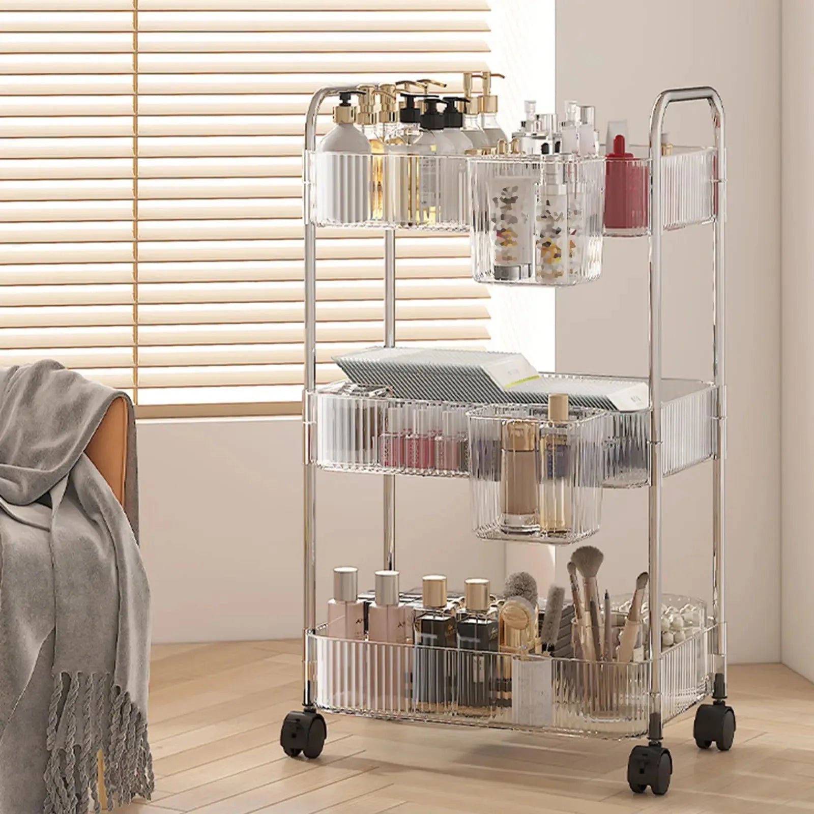 UNTIOR Transparent acrylic trolley cosmetics bedroom living room shelf