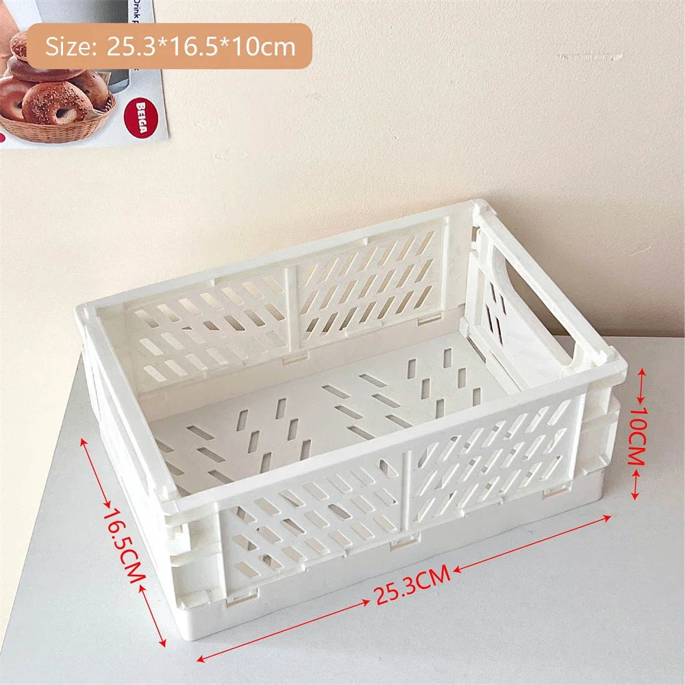 Foldable Storage Box with Handles Collapsible Crate Organization
