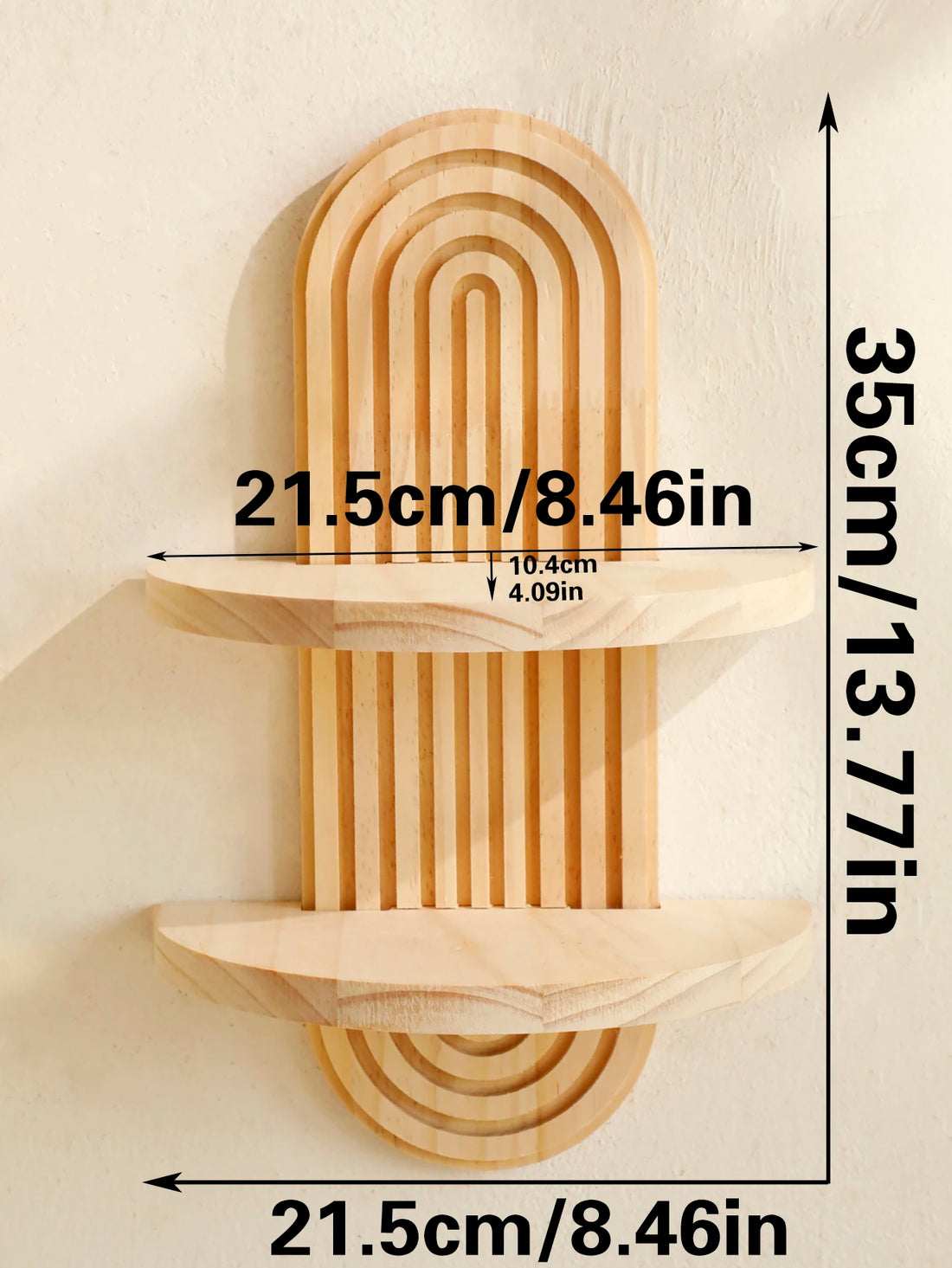 1Pc Boho Style Wooden Wall Shelves - Geometric Wall Mounted Shelves