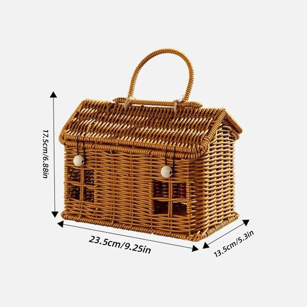 Portable Camping Storage Box Hand-Woven Basket Bamboo Basket